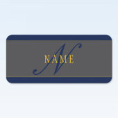 Elegant Script Monogram Donker Navy Blauw Grijs &  Labels