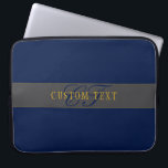 Elegant Script Monogram Donker Navy Blauw Grijs &  Laptop Sleeve<br><div class="desc">Elegant ogend,  monogram vormgegeven ontwerp. Aanpassen zoals je wilt!</div>