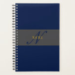 Elegant Script Monogram Donker Navy Blauw Grijs &  Planner<br><div class="desc">Elegant ogend,  monogram vormgegeven ontwerp. Aanpassen zoals je wilt!</div>