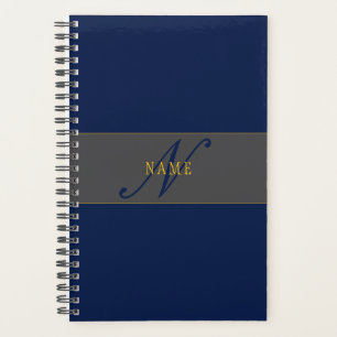 Elegant Script Monogram Donker Navy Blauw Grijs &  Planner