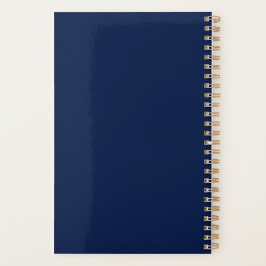 Elegant Script Monogram Donker Navy Blauw Grijs &  Planner (Achterkant)