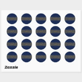 Elegant Script Monogram Donker Navy Blauw Grijs &  Ronde Sticker (Vel)