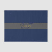 Elegant Script Monogram Donker Navy Blauw Grijs &  Tissuepapier (Voorkant)