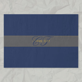 Elegant Script Monogram Donker Navy Blauw Grijs &  Tissuepapier