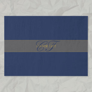 Elegant Script Monogram Donker Navy Blauw Grijs &  Tissuepapier