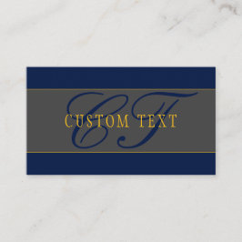 Elegant Script Monogram Donker Navy Blauw Grijs &  Visitekaartje