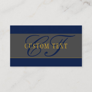 Elegant Script Monogram Donker Navy Blauw Grijs & Visitekaartje