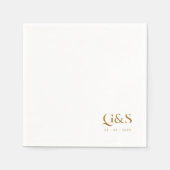 Elegant script Monogram en datum bruiloft Servet (Voorkant)