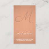 Elegant Script Monogram Faux Copper Folie Verticaa Afsprakenkaartje (Achterkant)