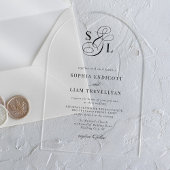 Elegant Script Monogram Formele Trouwboog Acryl Uitnodigingen
