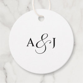 Elegant Script Monogram Formele Witte Bruiloft Bedankjes Labels