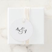 Elegant Script Monogram Formele Witte Bruiloft Bedankjes Labels (In situ)