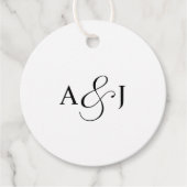 Elegant Script Monogram Formele Witte Bruiloft Bedankjes Labels (Voorkant)