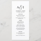 Elegant Script Monogram Formele Witte Bruiloft Menu (Voorkant)