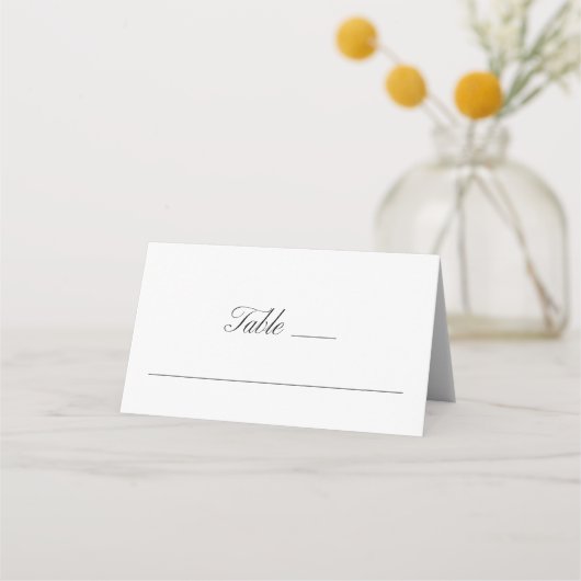 Elegant Script Monogram Formele Witte Bruiloft Plaatskaartje (Voorkant)