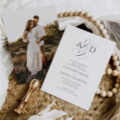 Elegant Script Monogram Foto Klassieke bruiloft Kaart