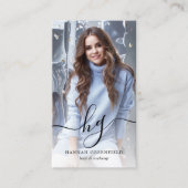 Elegant Script Monogram Foto Visitekaartje (Voorkant)