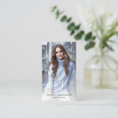 Elegant Script Monogram Foto Visitekaartje (Staand voorkant)