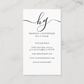 Elegant Script Monogram Foto Visitekaartje (Achterkant)