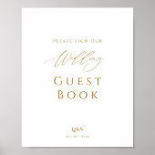 Elegant Script Monogram Gastboek Trouwbord Poster (Voorkant)