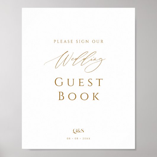 Elegant Script Monogram Gastboek Trouwbord Poster (Voorkant)