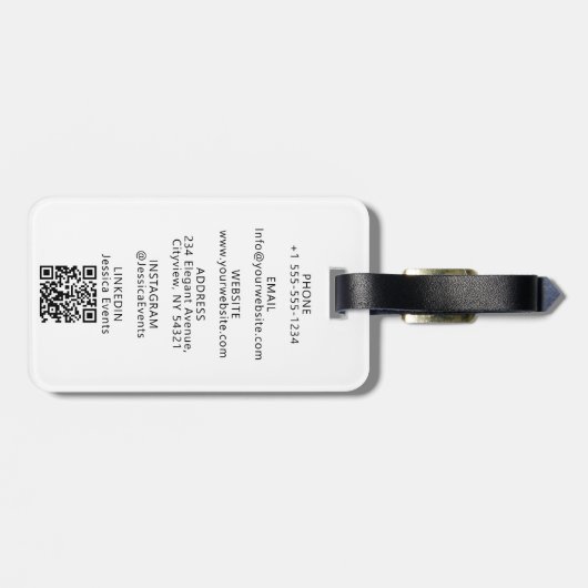 Elegant Script Monogram Gepersonaliseerde Foto Con Bagagelabel (Achterkant horizontaal)