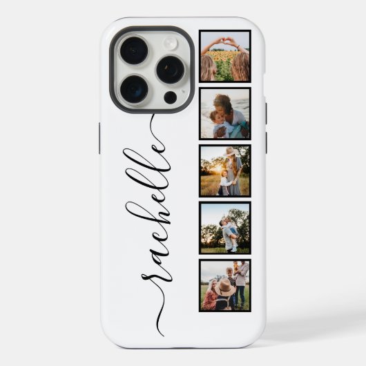 Elegant Script Monogram Gepersonaliseerde Fotocoll iPhone Hoesje (Achterkant)