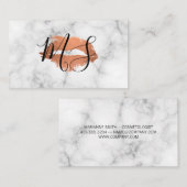 Elegant Script Monogram Glamor Kiss Marble Visitekaartje (Voorkant / Achterkant)