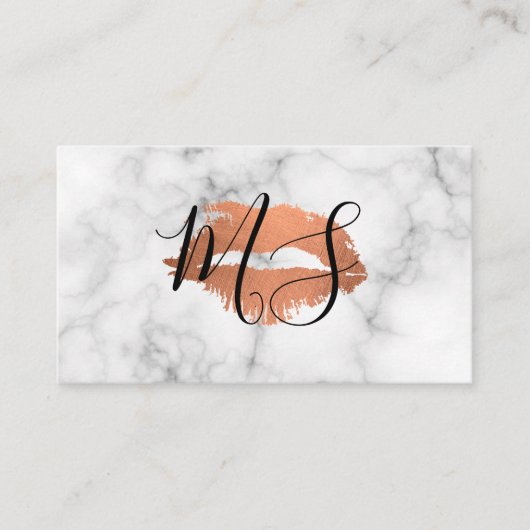 Elegant Script Monogram Glamour Kus Marmer Visitekaartje (Voorkant)