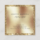 Elegant Script Monogram Gold Glitter Lijst, Modern Vierkante Visitekaartje (Achterkant)