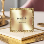 Elegant Script Monogram Gold Glitter Lijst, Modern Vierkante Visitekaartje