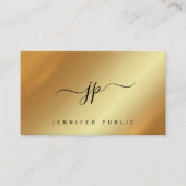 Elegant Script Monogram Gold Premium Pearl Paper Visitekaartje (Voorkant)
