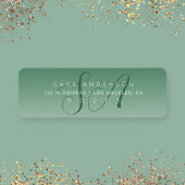 Elegant Script Monogram Groen Ombre Retouradres Etiket