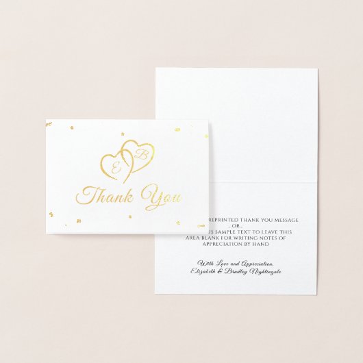 Elegant Script Monogram hartverwarmt Confetti Folie Kaarten (Display)