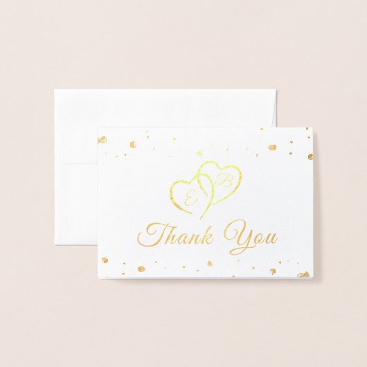 Elegant Script Monogram hartverwarmt Confetti Folie Kaarten (Voorkant met envelop)