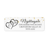 Elegant Script Monogram hoort gouden Confetti-labe Etiket (Voorkant)
