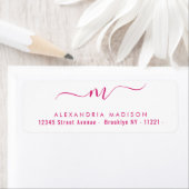 Elegant Script Monogram Hot Pink Modern Typografie Etiket (Insitu)