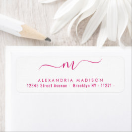 Elegant Script Monogram Hot Pink Modern Typografie Etiket