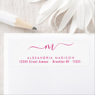 Elegant Script Monogram Hot Pink Modern Typografie Etiket
