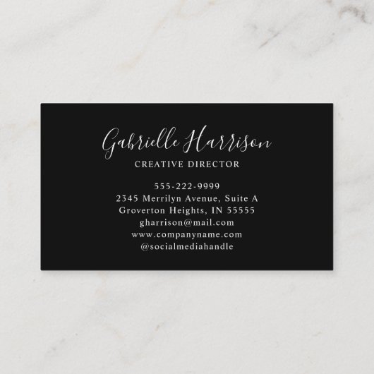 Elegant Script Monogram Initialen Kalligrafie Swas Visitekaartje (Achterkant)