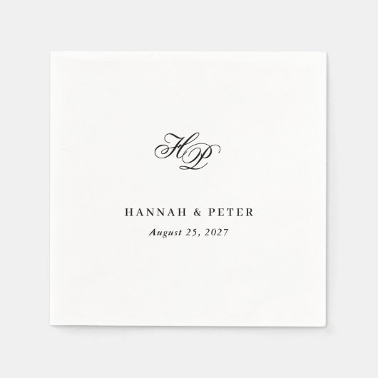 Elegant Script Monogram Initialen Minimal Wedding Servet (Voorkant)
