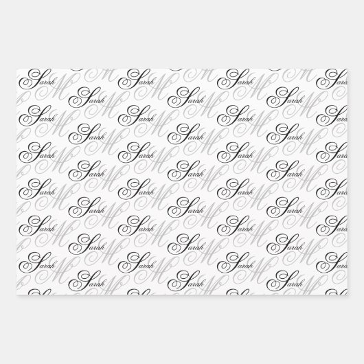 Elegant Script Monogram Inpakpapier Vel (Voorkant 3)