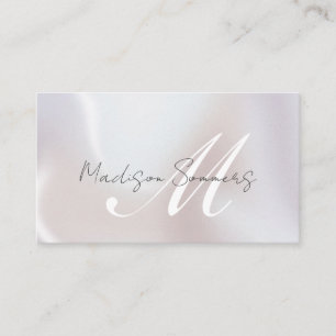 Elegant Script Monogram iriserende Pearl Shimmer Contactkaartje