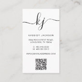 Elegant Script Monogram Logo Foto & QR Code Visitekaartje (Achterkant)