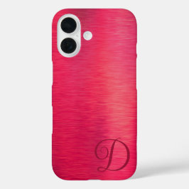 Elegant Script Monogram Magenta Metallic iPhone 16 Hoesje