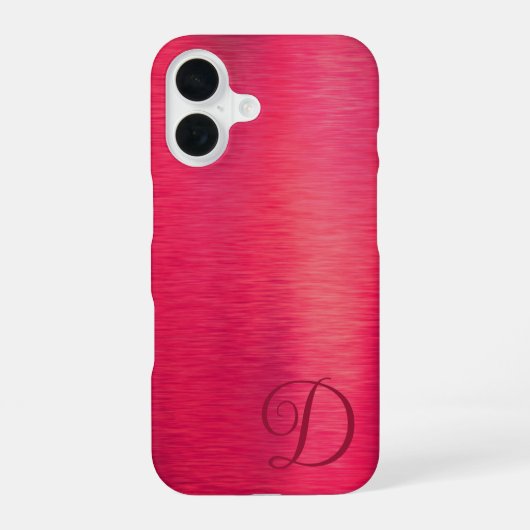 Elegant Script Monogram Magenta Metallic iPhone 16 Hoesje (Achterkant)