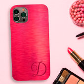 Elegant Script Monogram Magenta Metallic iPhone 16 Hoesje