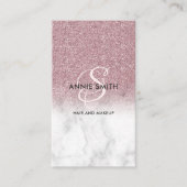 Elegant Script Monogram Marble Rose Gold Glitter Visitekaartje (Voorkant)