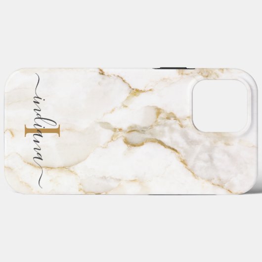 Elegant Script Monogram Marmer Case-Mate iPhone Case (Achterkant (horizontaal))