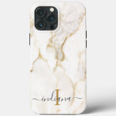 Elegant Script Monogram Marmer Case-Mate iPhone Case (Achterkant)